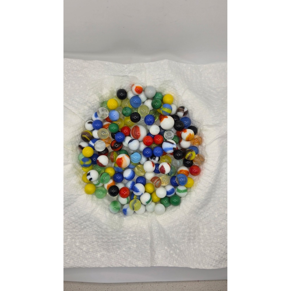 Vintage Glass Marbles Bulk Lot 1lb 9oz Mixed Colors Swirls Cats Eyes Assorted